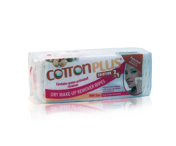 produkt_ NOVINKA V ČR Cotton plus odličovací tampóny  na obličej a oči - malé balení 60KS 5x4 cm